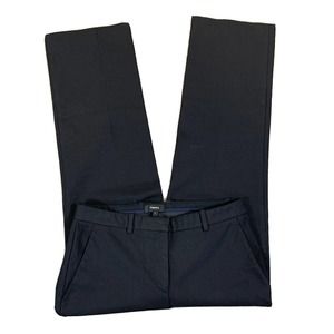THEORY Womens Size 2 Stretch Twill Solid Black Career Flat Front Pants Workwear